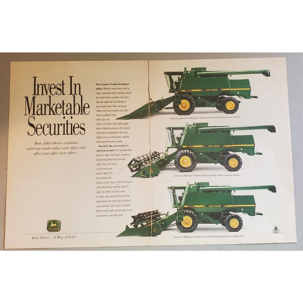 Vintage John Deere Maximizer Combine Magazine Advertisement